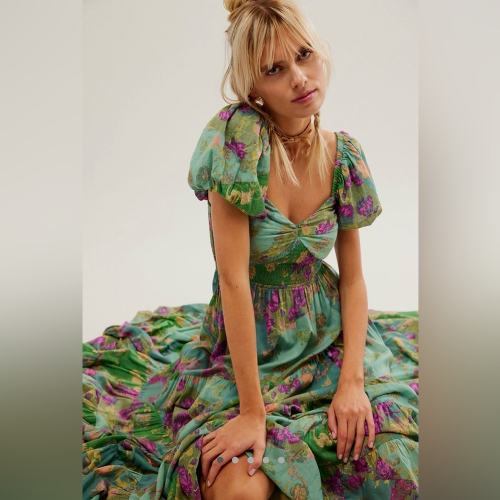 Free People Sundrenched Short-Sleeve Maxi Dress size S